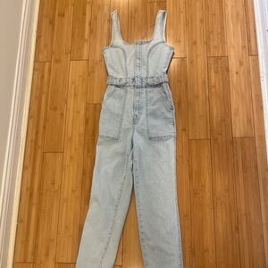 Good American light blue denim jumpsuit Size 0